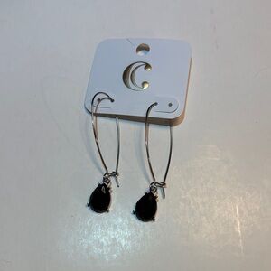 Sleek Black Teardrop Earrings